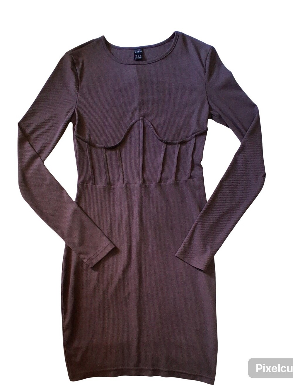 SHEIN Ribbed Corset Long Sleeve Dress - Size S (US 4)